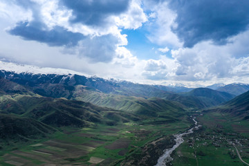 Obraz premium Aerial view to Mount in Kyrgyzstan