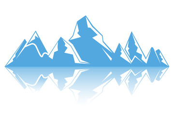 iceberg, blue mountain on white background