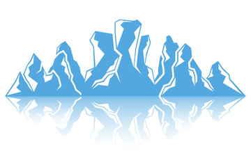 iceberg, blue mountain on white background