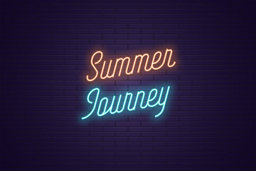 Neon lettering of Summer Journey. Glowing text