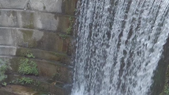 Closeup of Artificial Waterfall in Rhodes,  Epta Piges. Slow Motion.