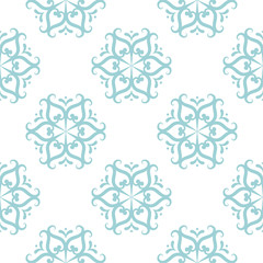 Blue floral pattern on white. Seamless background