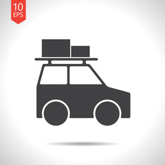 Traveling by car activity illustration. Journey vector icon