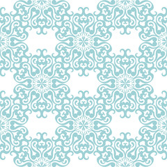 Seamless pattern with blue flowers On white background for textile