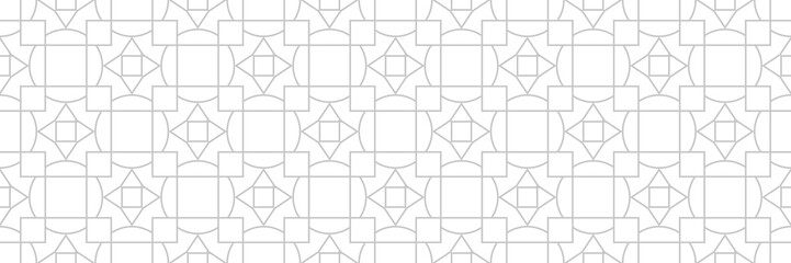 Geometric print. Gray pattern on white seamless background