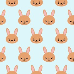 Cute baby pattern with little bunny. Cartoon animal girl print vector seamless. Sweet background with rabbit for children pajamas, sleeping clothing fabric, diaper textile, birthday party.