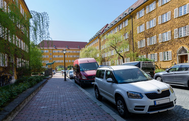Obraz premium Borstay district, Munich, Germany an amazing area of the city, houses and courtyards
