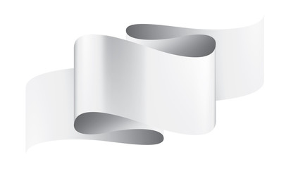 White ribbon on white background. Vector illustration