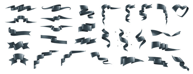 black ribbon on white background. Vector illustration