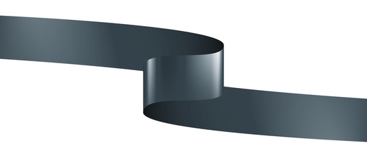 black ribbon on white background. Vector illustration