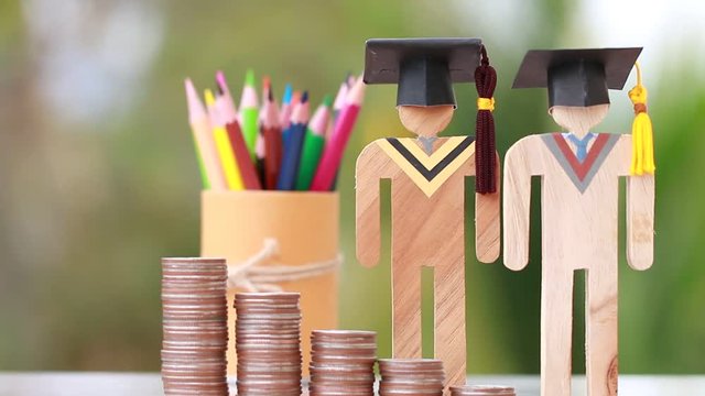 Concept of Budget for education learning scholarship financial fee payment, models people in university knowledge achievement for study abroad international have to money expensive for fees student