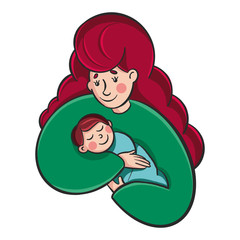 Young beautiful woman holding a baby in her arms. mother Holds son or Daughter 