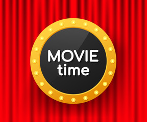 Movie time poster. Cinema banner. Vector stock illustration.