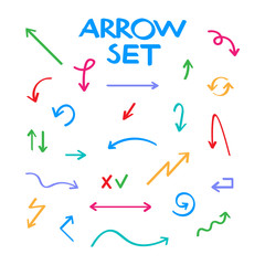 Hand drawn vector arrow collection, sketched style. Vector stock illustration.