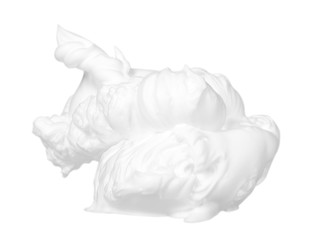 White foam bubbles, beauty smooth mousse, close up photo.