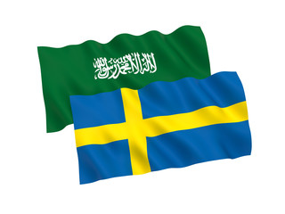 Flags of Saudi Arabia and Sweden on a white background