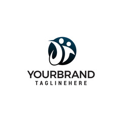people care logo design concept template vector