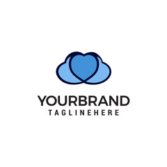 heart Love cloud logo design concept template vector