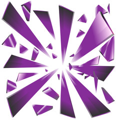 Explosion of broken Purple glass prisms on white vector