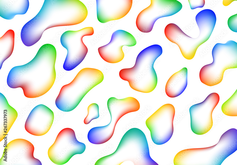 Poster White Background with Colorful Random Bubbles. Vector Pattern with Spectrum Gradients.