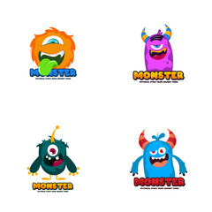 Cute monster logo. Monster logo character template vector. Character logo template.