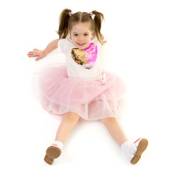 Beautiful little girl view from above.