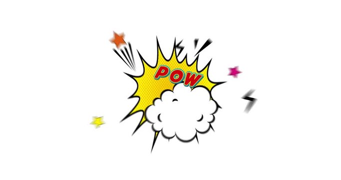 An animation with changing parts of a comic text.
