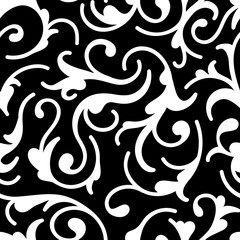 Fototapeta premium Vector illustration.Seamless black and white background with curls.EPS 8
