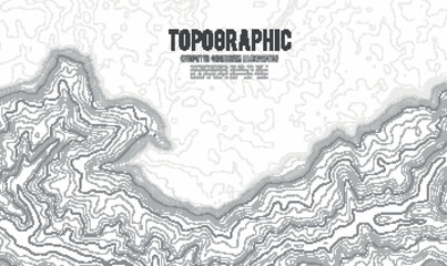 Obraz premium Grey contours vector topography. Geographic mountain topography vector illustration. Topographic pattern texture. Map on land vector terrain. Elevation graphic contour height lines. Topographic map