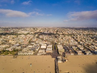 Beautiful aerial view of Hermosa Beach in L.A. 