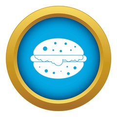 Burger icon blue vector isolated on white background for any design