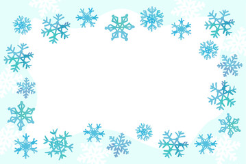 雪の結晶　フレーム　手書きイラスト