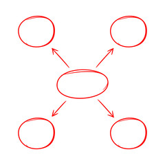 red hand drawn and sketch diagram template for presentation