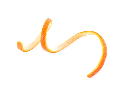 Orange Peel Isolated On White Background. Vitamin C. Beauty Health Skin Concept.