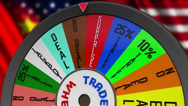4K US China Trade War Wheel Stopping on DEAL