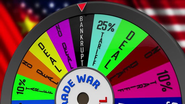 4K US China Trade War Wheel Stopping on NO DEAL
