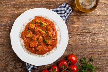 Traditional Indian and Pakistani cuisine. Tikka masala.