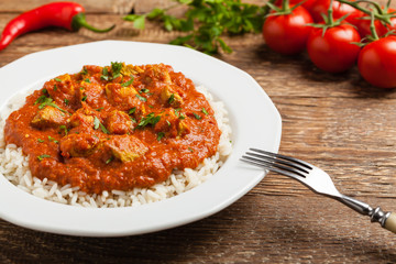 Traditional Indian and Pakistani cuisine. Tikka masala.
