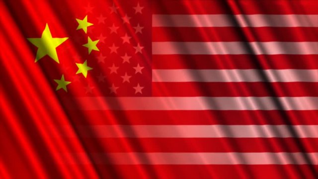 4K China and USA Flag Mix Trade War Concept