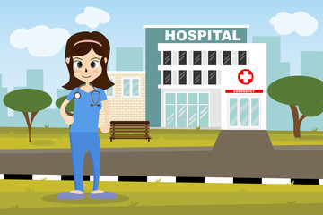 The  professional medical team for health life concept with cartoon, anime and background  - vector illustration Eps 10.