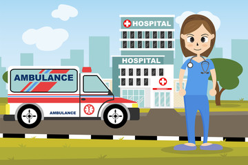 The  professional medical team for health life concept with cartoon, anime and background  - vector illustration Eps 10.