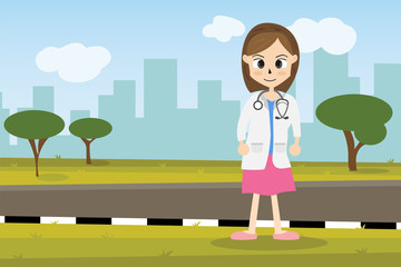 Obraz na płótnie Canvas The professional medical team for health life concept with cartoon, anime and background - vector illustration Eps 10.