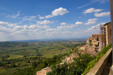Fototapeta na wymiar Panorama ins Val d´Orcia in der Toskana