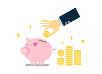 Saving money for financial security and future life. Piggy bank and money collector.