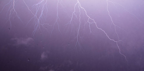 powerful lightning over the night sky 