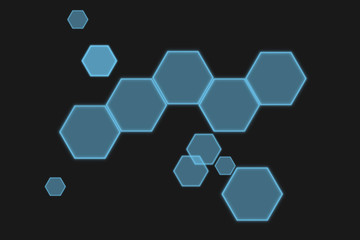 Hexagon light button on background .