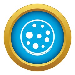 Slice of salami icon blue vector isolated on white background for any design