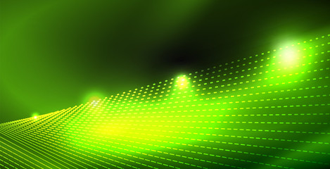 Obraz premium Glossy shiny glowing neon waves