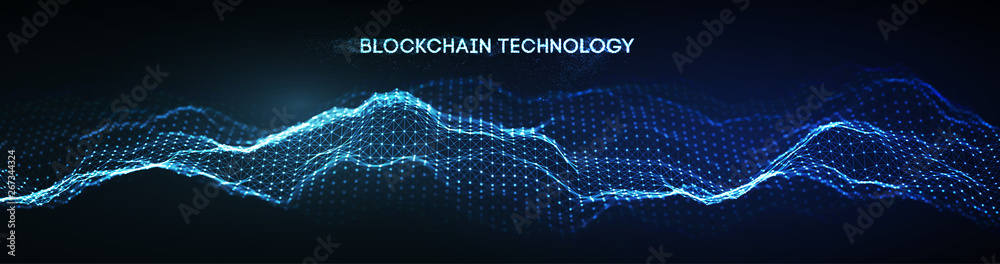 Poster eps 10. blockchain technology background. cryptocurrency fintech block chain network and programming