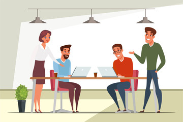 Teamwork, team building flat illustration